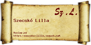 Szecskó Lilla névjegykártya
