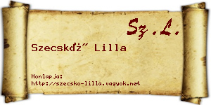 Szecskó Lilla névjegykártya